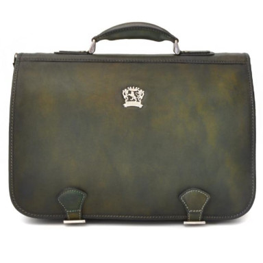 Pratesi BVS610 - Business Bag Secchieta in cow leather Bruce Dark Green