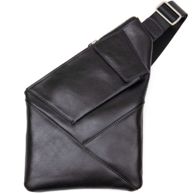 Leather mens shoulder bag GRANDE PELLE 11439 Black