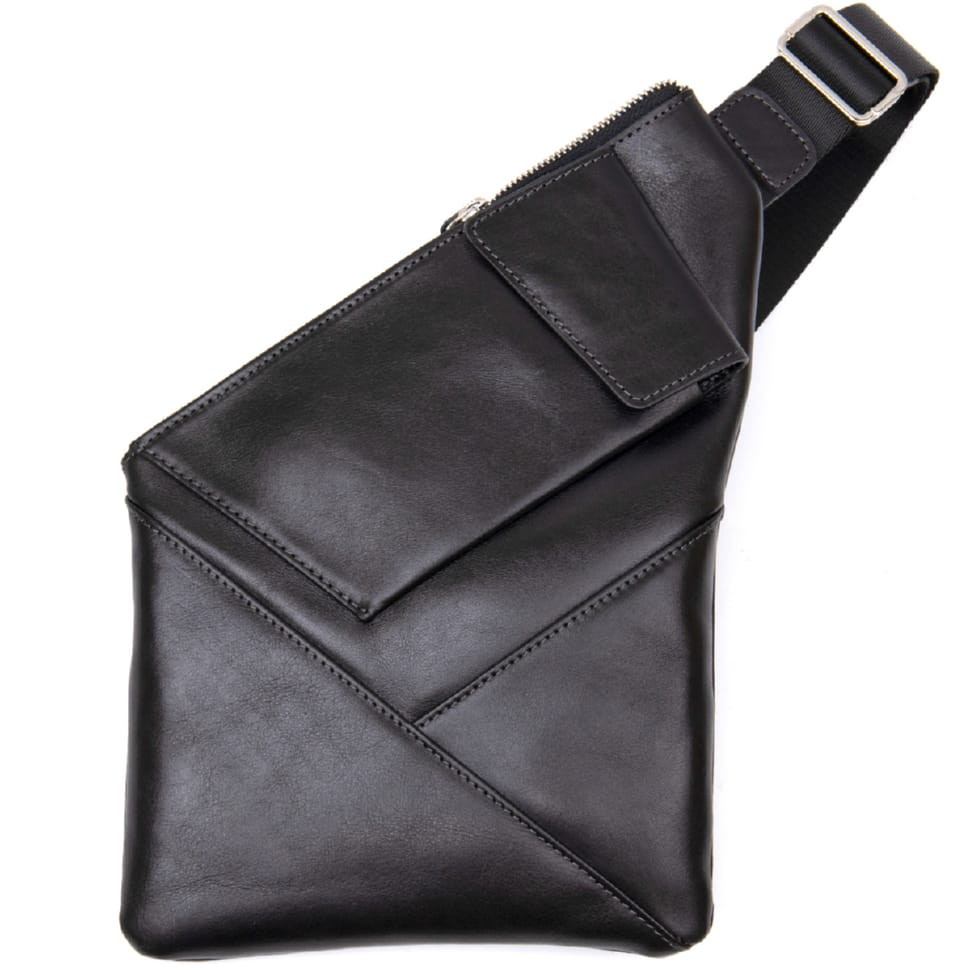 Leather mens shoulder bag GRANDE PELLE 11439 Black