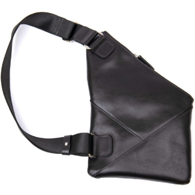 Leather mens shoulder bag GRANDE PELLE 11439 Black