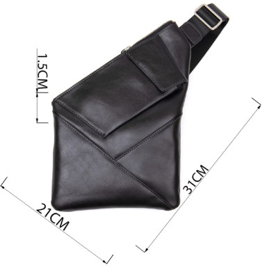 Leather mens shoulder bag GRANDE PELLE 11439 Black