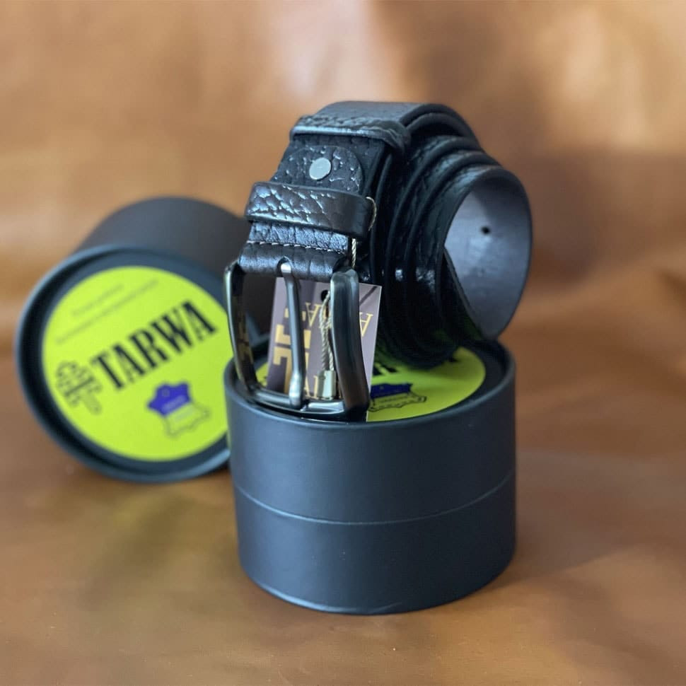 Коричневый кожаный ремень фактурный TARWA A14062-25 ширина 40мм