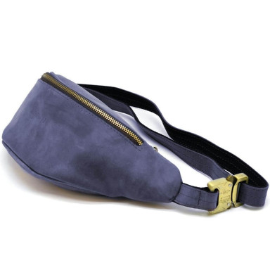 Belt bag blue made of genuine leather RK-3035-3md TARWA