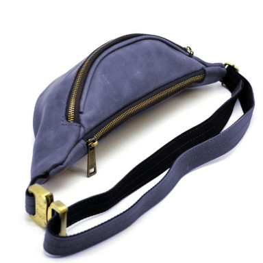 Belt bag blue made of genuine leather RK-3035-3md TARWA