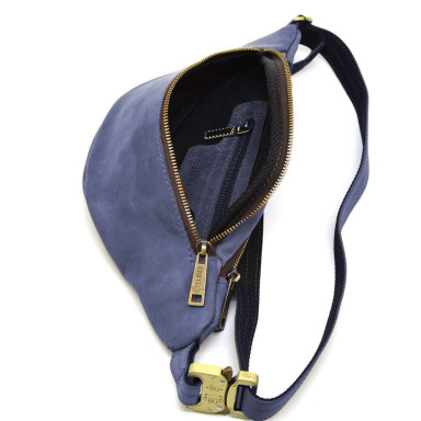 Belt bag blue made of genuine leather RK-3035-3md TARWA