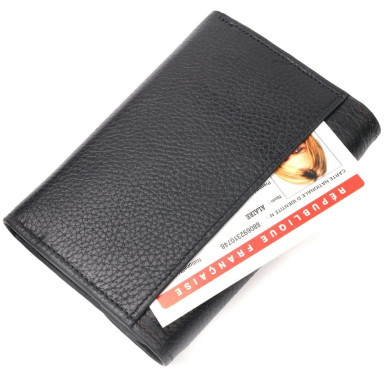 Мужской кожаный купюрник для карт купюр и монет ST Leather 18308 Черный