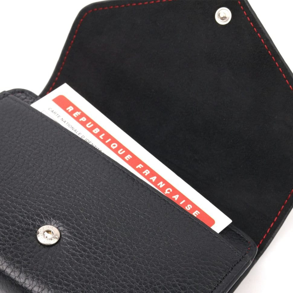 Мужской кожаный купюрник для карт купюр и монет ST Leather 18308 Черный