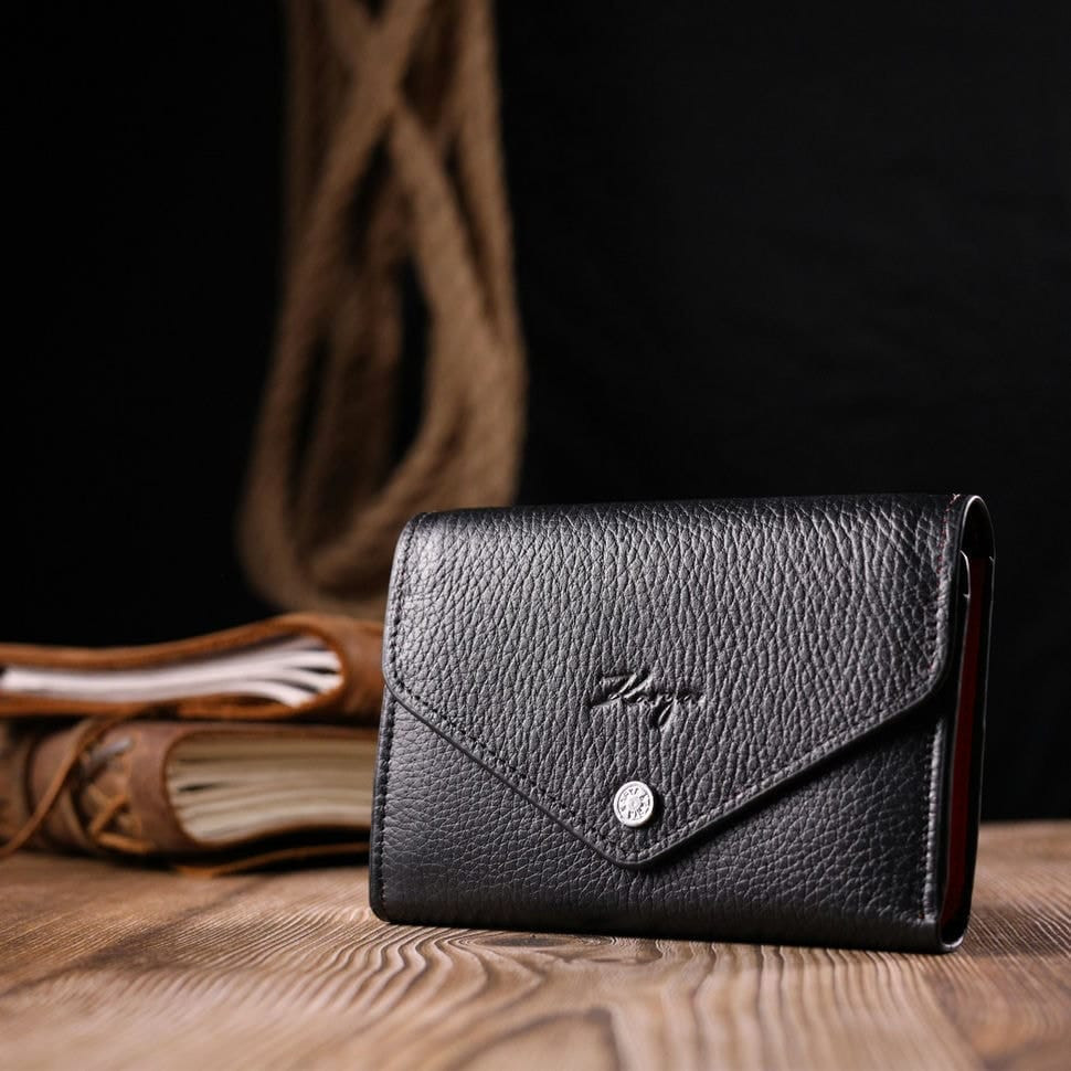 Мужской кожаный купюрник для карт купюр и монет ST Leather 18308 Черный