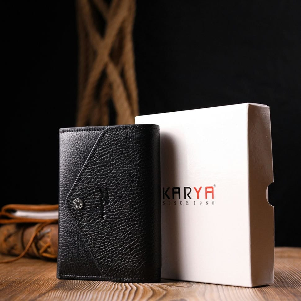 Мужской кожаный купюрник для карт купюр и монет ST Leather 18308 Черный