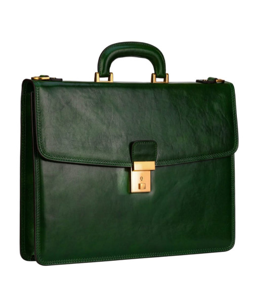 Шкіряний портфель - The Sound of the Mountain - Зелений колір - Time Resistance 5249301