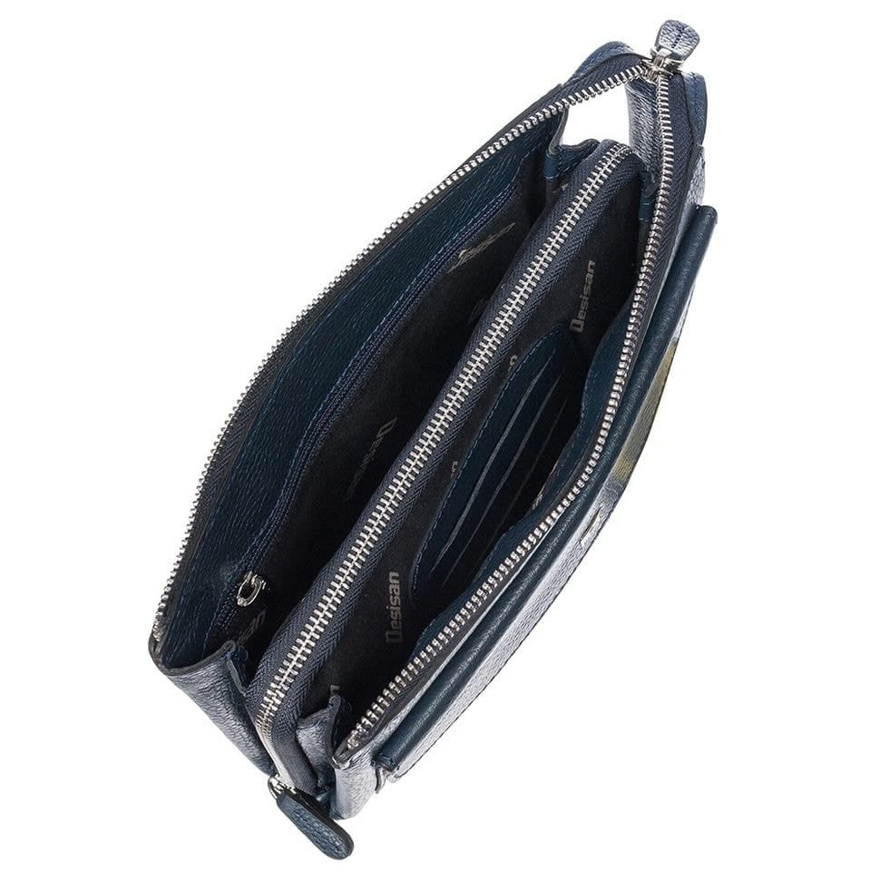 Барсетка кистьова шкіряна DESISAN 335-315 синій флотар