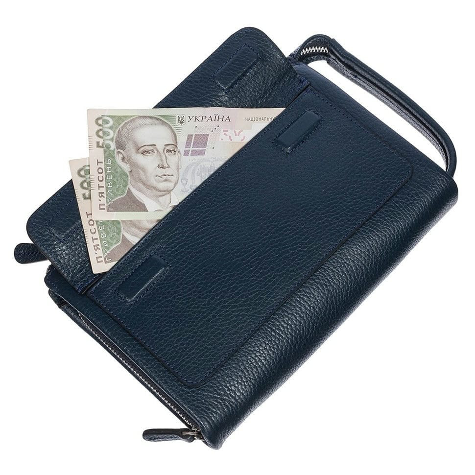 Барсетка кистьова шкіряна DESISAN 335-315 синій флотар