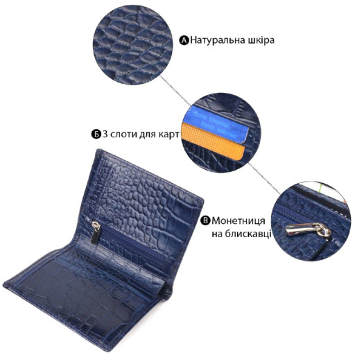 Незвичайне чоловіче портмоне із натуральної фактурної шкіри CANPELLINI 21499 Синє