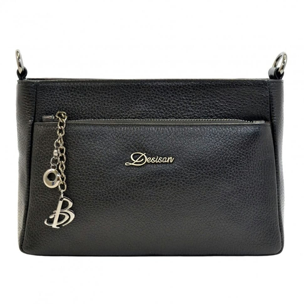 Сумка жіноча шкіряна Desisan 581-01 чорний флотар