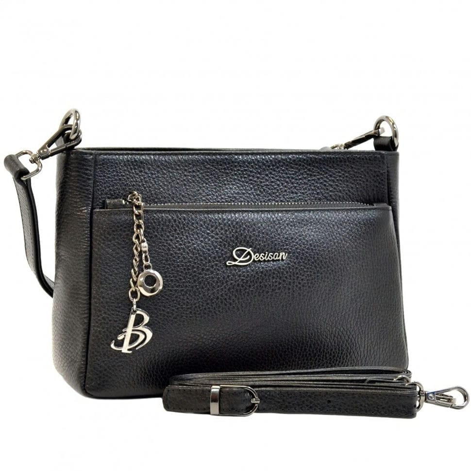 Сумка жіноча шкіряна Desisan 581-01 чорний флотар