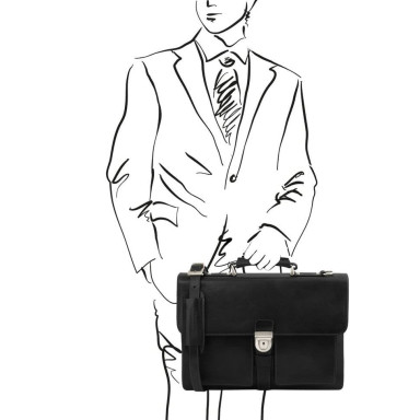 Assisi Leather briefcase 3 compartments Tuscany TL141825