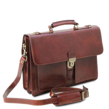 Assisi Leather briefcase 3 compartments Tuscany TL141825