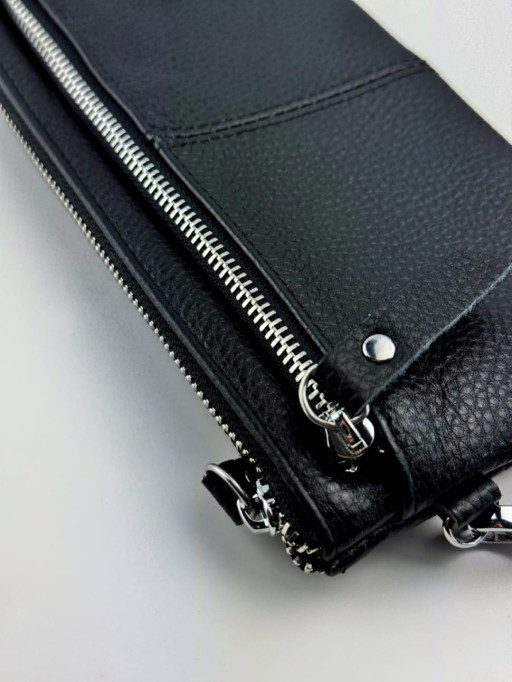 Шкіряний клатч із натуральної зернистої шкіри (чорний)