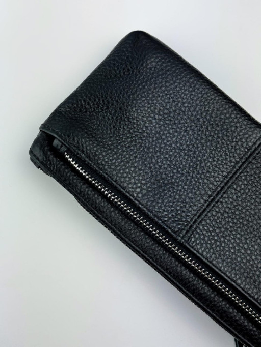 Шкіряний клатч із натуральної зернистої шкіри (чорний)