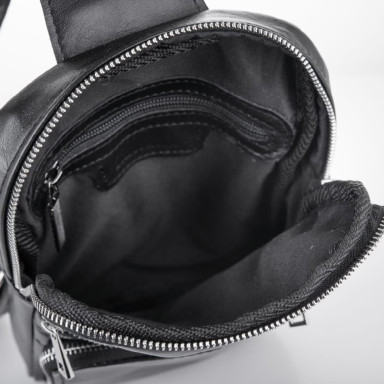 Чёрная кожаная сумка-рюкзак на одно плечо Newery N6896GA