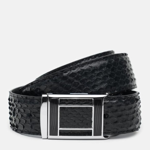 Ремінь чоловічий з шкіри пітона Sergio Torri 7-007 150 см Чорний