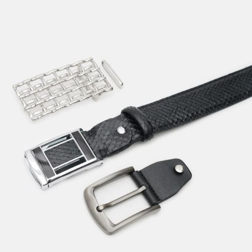 Ремінь чоловічий з шкіри пітона Sergio Torri 7-007 150 см Чорний