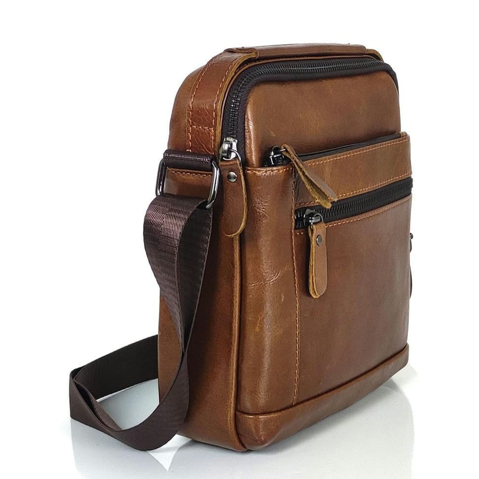 Месенджер з ручкою для перенесення коричневий Tiding Bag A25F-S-8205-1C