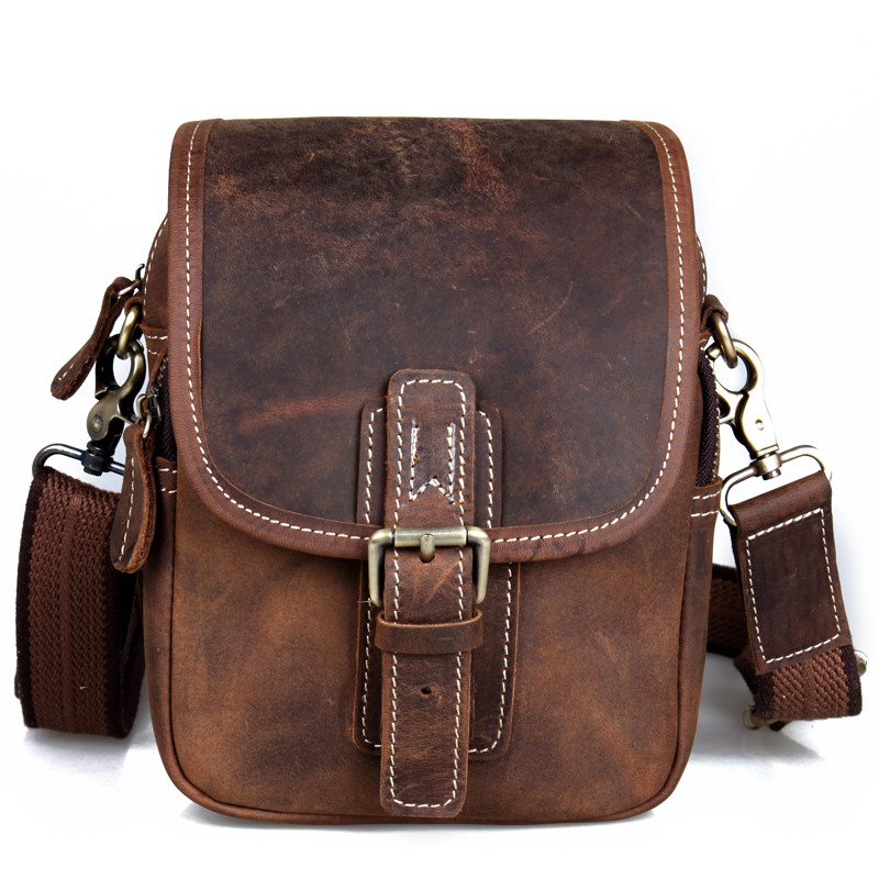 Вінтажна шкіряна сумка (чохол) на плечі, на пояс в ретро стилі Tiding tid30063br