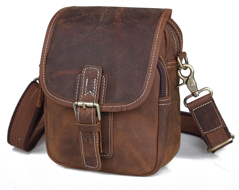 Вінтажна шкіряна сумка (чохол) на плечі, на пояс в ретро стилі Tiding tid30063br