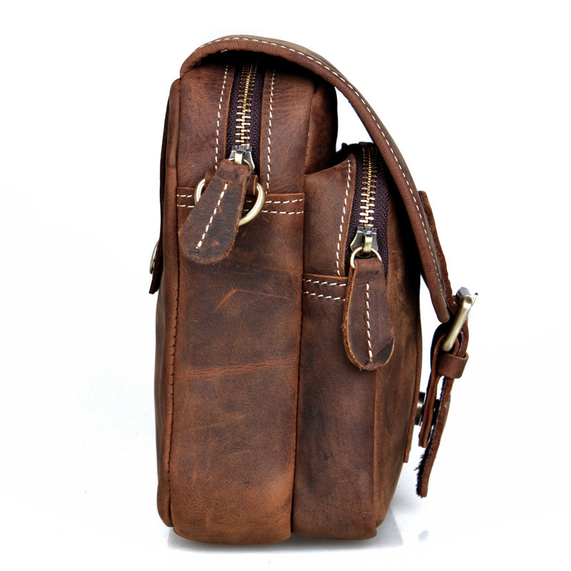 Вінтажна шкіряна сумка (чохол) на плечі, на пояс в ретро стилі Tiding tid30063br