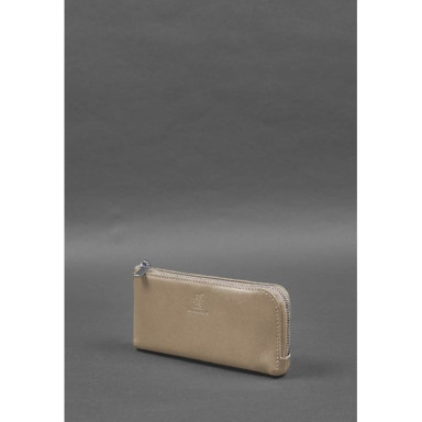 Leather wallet with zipper 14.0 light beige