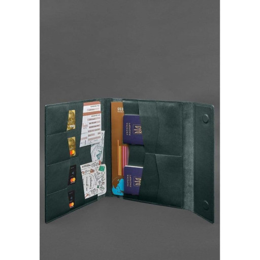 Шкіряна папка для документів "Сімейна" А4 Зелена