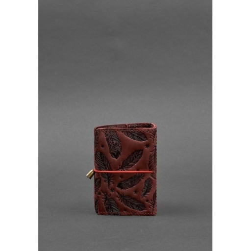 Жіночий шкіряний кард-кейс 7.0 бордовий з пір'ям