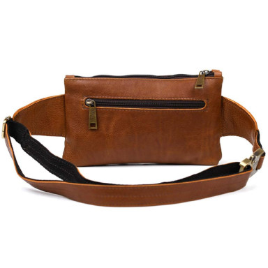Belt bag made of genuine leather, banana GB-8136-3md TARWA cognac