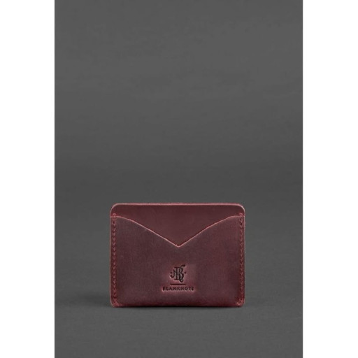 Women's leather business card holder 5.0 burgundy Crazy Horse