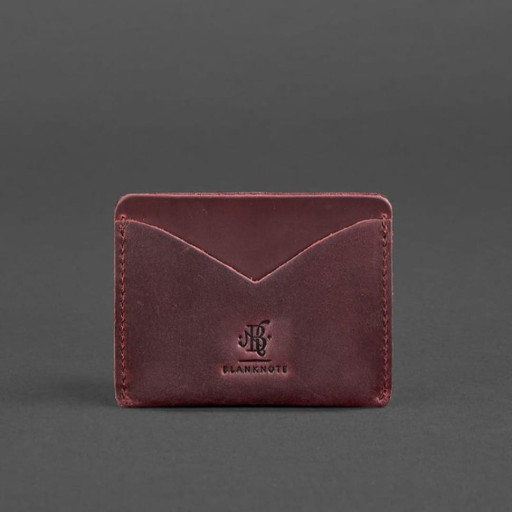 Women's leather business card holder 5.0 burgundy Crazy Horse