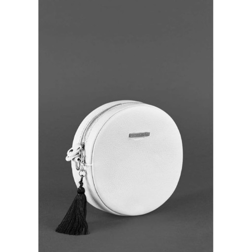 Кругла жіноча шкіряна сумочка Tablet біла