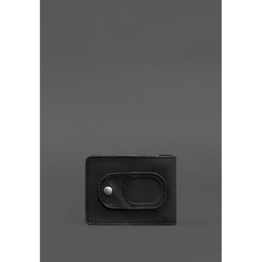 Шкіряна обкладинка для посвідчення учасника бойових дій (УБД) із кишенею для жетону чорна