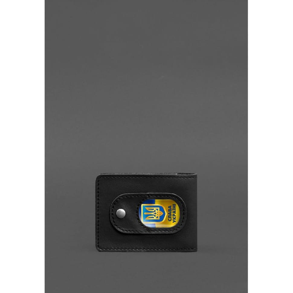 Шкіряна обкладинка для посвідчення учасника бойових дій (УБД) із кишенею для жетону чорна