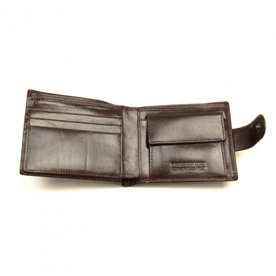 Чоловічий шкіряний гаманець на кнопці Marco Coverna B047-801 коричневий (18395)