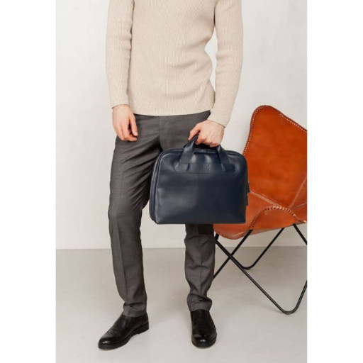 Шкіряна ділова сумка Attache Briefcase синій