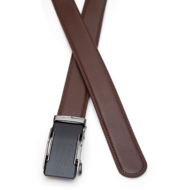 Мужской кожаный ремень с пряжкой автомат V1GKX25-brown