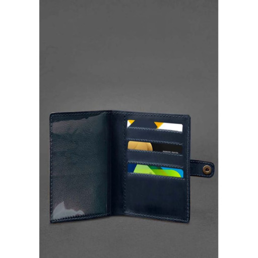 Шкіряна обкладинка-портмоне для військового квитка 15.0 темно-синя Crazy Horse