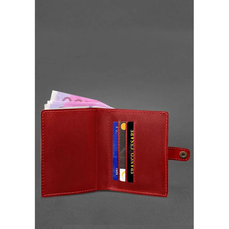 Шкіряна обкладинка-портмоне для посвідчення офіцера 11.0 червона