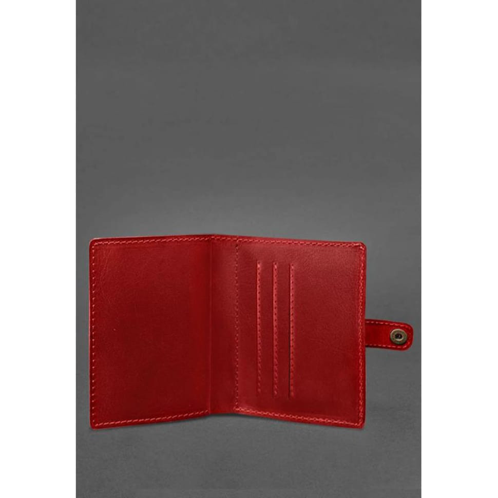 Шкіряна обкладинка-портмоне для посвідчення офіцера 11.0 червона