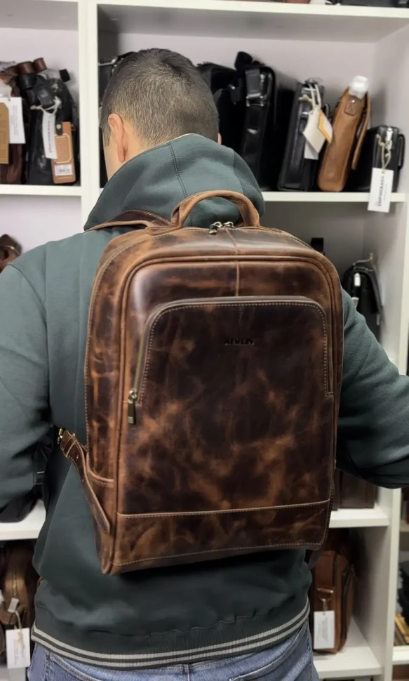 Мужской рюкзак из натуральной кожи Newery N1003KTC