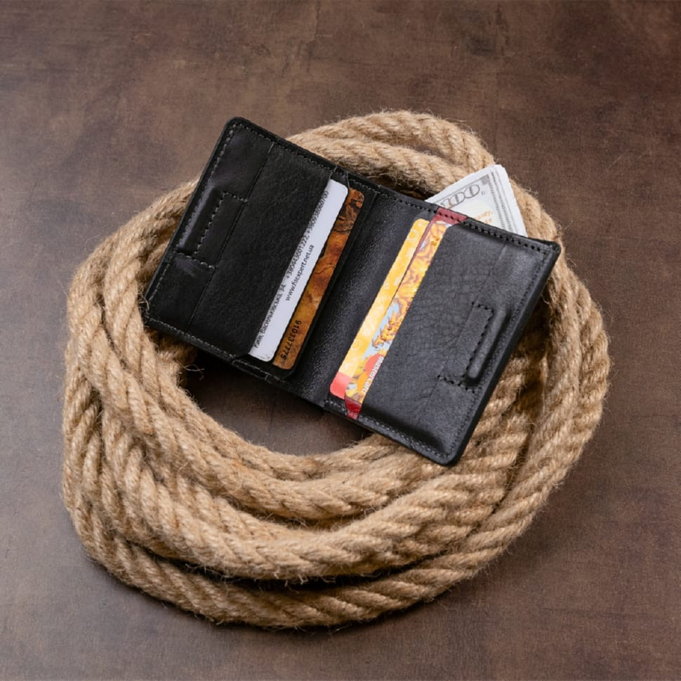 Стильне портмоне-кредитниця комбі в гладкій шкірі GRANDE PELLE 11327 Чорне