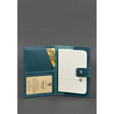 Leather cover for passport 5.0 (with window) green