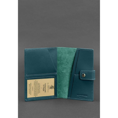 Leather cover for passport 5.0 (with window) green