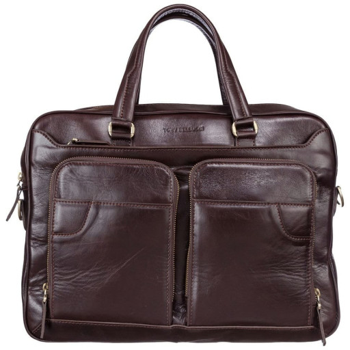 Шкіряний портфель Tony Bellucci 5048-09 коричневий гладкий